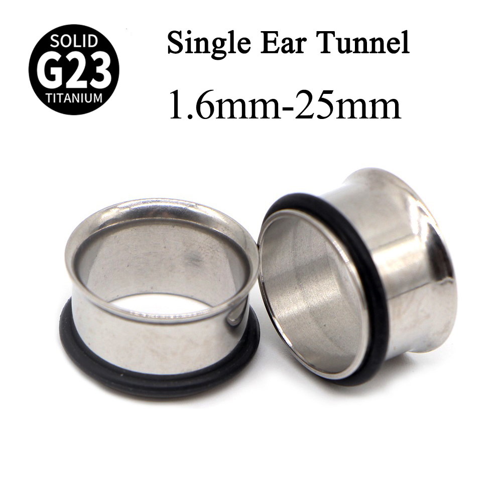 Body Jewelry Ear Gauges - 1Pair G23 Titanium Single Flare Ear