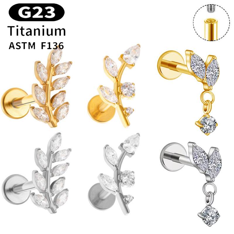 Body Jewelry Implant Grade - 1PC G23 Titanium Ear Studs Internal