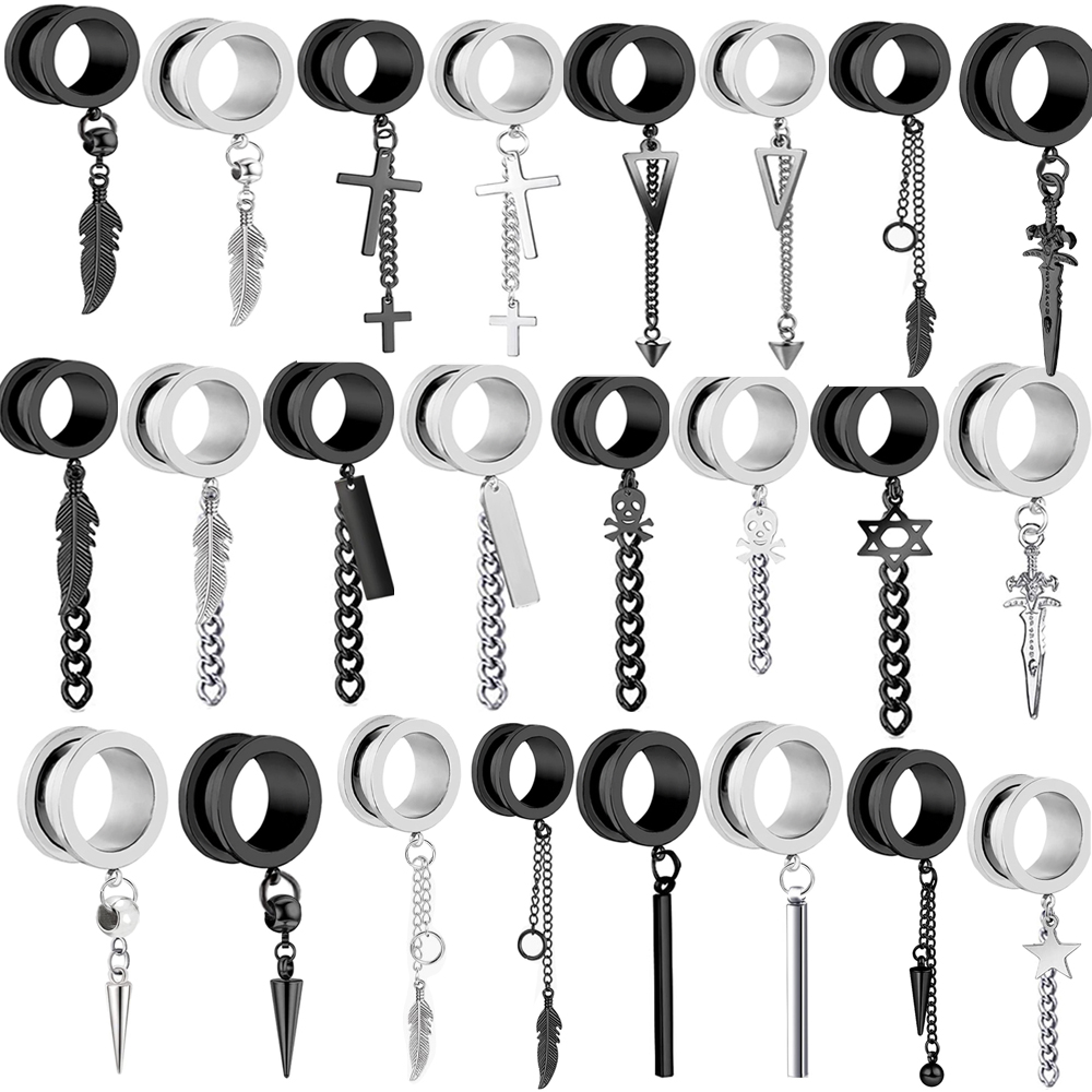 Body Jewelry Ear Gauges - 1 Pair Stainless Steel Ear Plugs