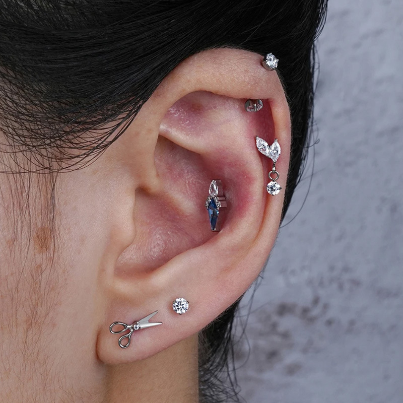 1PC G23 Titanium Ear Studs Int - Body Jewelry Implant Grade review and price