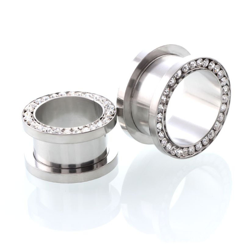 2 pcs/lot Crystal Ear Tunnel S - Body Jewelry Ear Gauges review and price